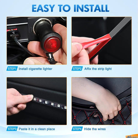 Led light Strip 48Leds RGB Interior Light Strip APP Remote Control 4PCS