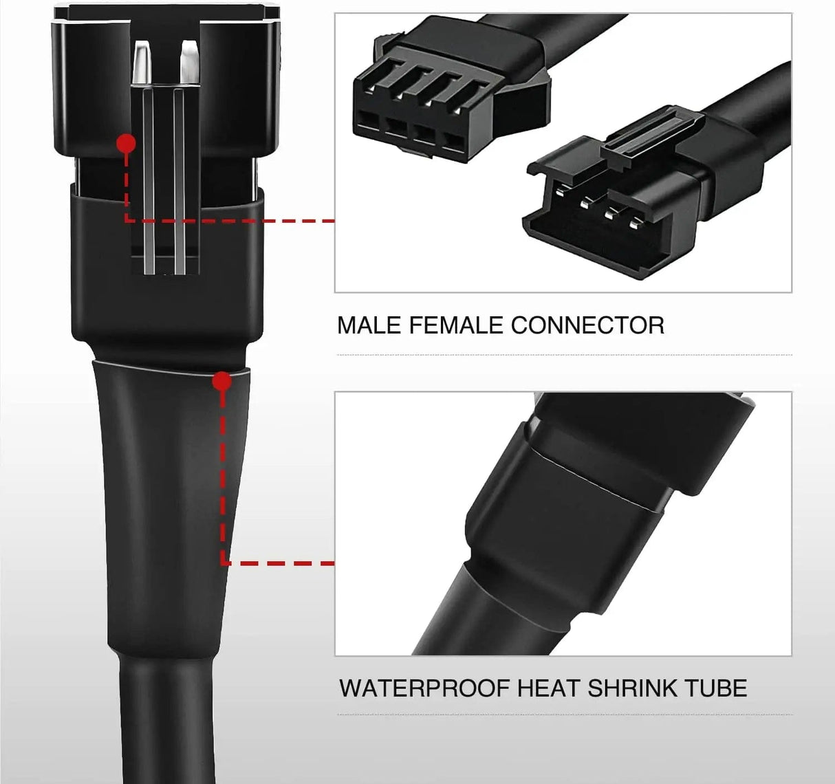 Extension Cord Kit 4Pcs 2FT Extension Cords | 3Pcs 2 Way Y Splitter 4PIN Extension Cord Kit