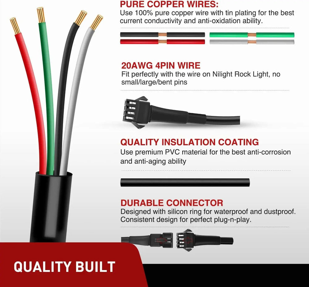 Extension Cord Kit 4Pcs 2FT Extension Cords | 3Pcs 2 Way Y Splitter 4PIN Extension Cord Kit