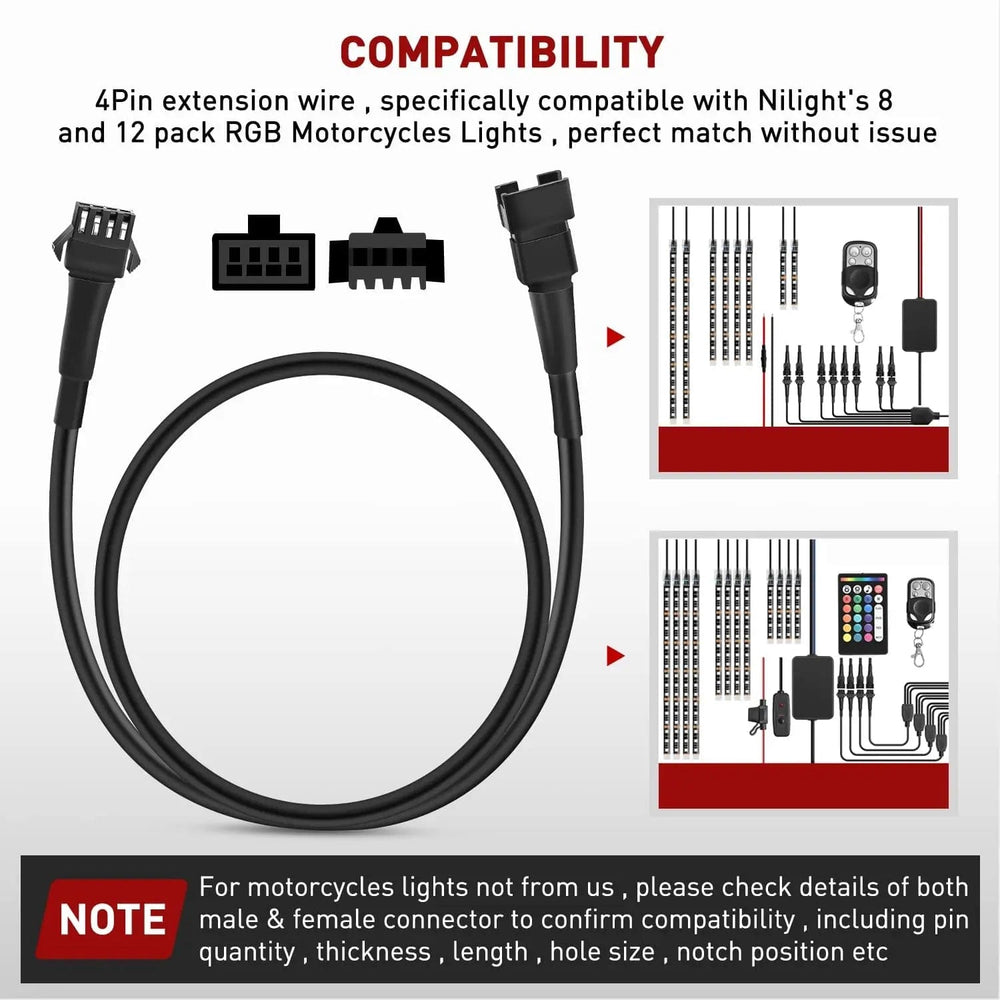 Extension Cord Kit 4Pcs 2FT Extension Cords | 3Pcs 2 Way Y Splitter 4PIN Extension Cord Kit