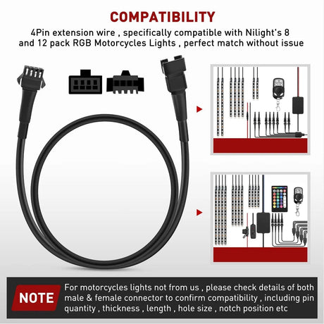 Extension Cord Kit 4Pcs 2FT Extension Cords | 3Pcs 2 Way Y Splitter 4PIN Extension Cord Kit