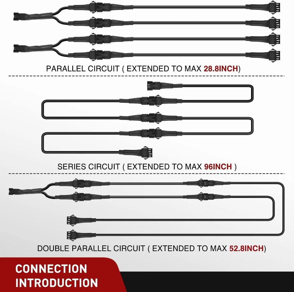 Extension Cord Kit 4Pcs 2FT Extension Cords | 3Pcs 2 Way Y Splitter 4PIN Extension Cord Kit