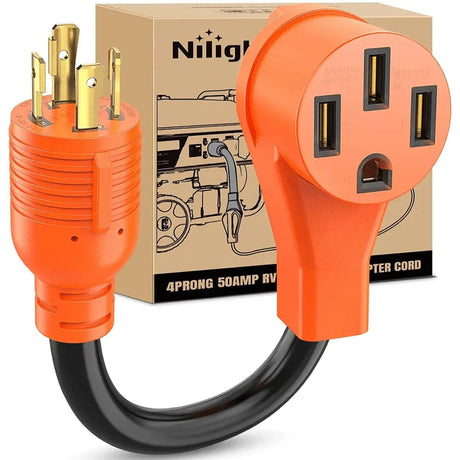 RV Parts 4Prong 30AMP to 50AMP RV Generator Adapter Cord