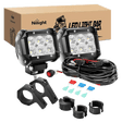 LED Light Bar 4" 18W Flood Double Row LED Pods (Pair) | 12FT Wire 3Pin Switch