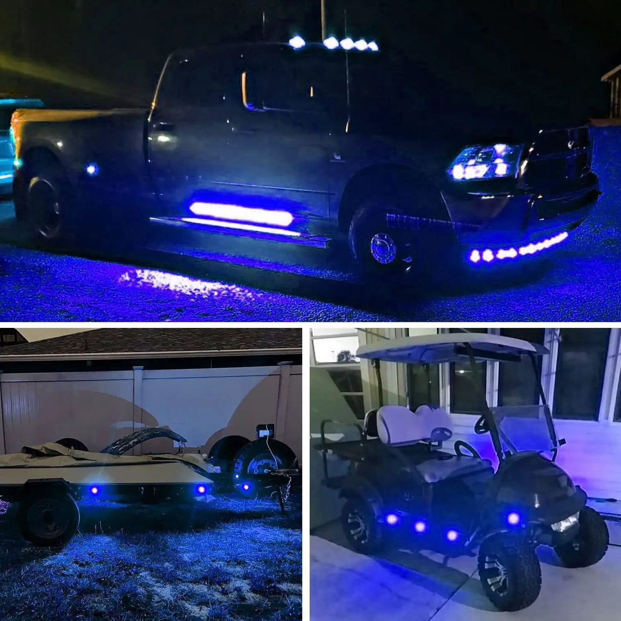 Trailer Light 3/4” Blue Round LED Marker Lights (10 Pcs)