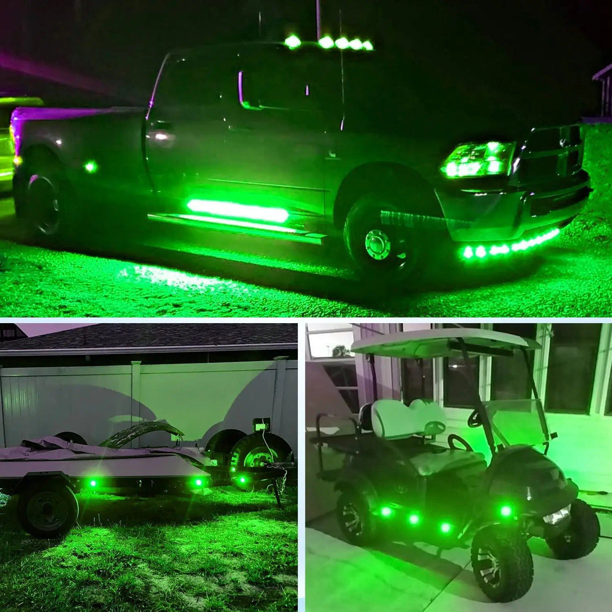 Trailer Light 3/4” Green Round LED Marker Lights (10 Pcs)