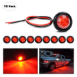 Trailer Light 3/4” Red Round LED Marker Lights (10 Pcs)
