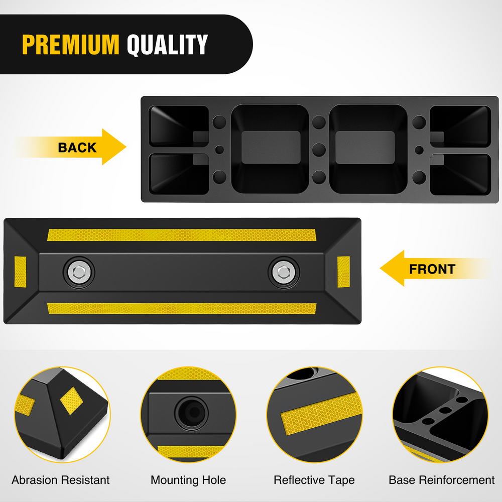 Nilight Parking Curb - Heavy Duty Rubber Garage Driveway Car Wheel Stopper Parking Aid Block Gadgets, 1-Pack