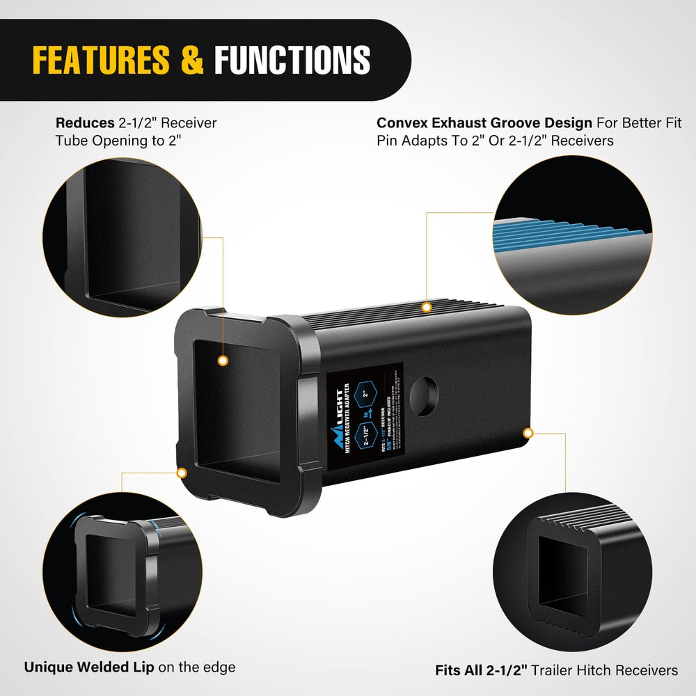 Trailer Hitch Trailer Hitch Receiver Extender Adapter Reducer 2-1/2 to 2 Inch