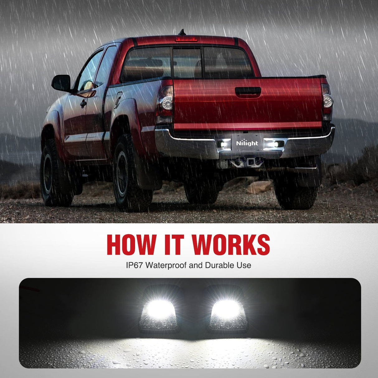 Tail Brake Turn Reverse Lights License Plate Lights Compatible with 1995 1996 1997 1998 1999 2000 2001 2002 2003 2004 Toyota Tacoma Black Housing 6000K White 2PCS Pack