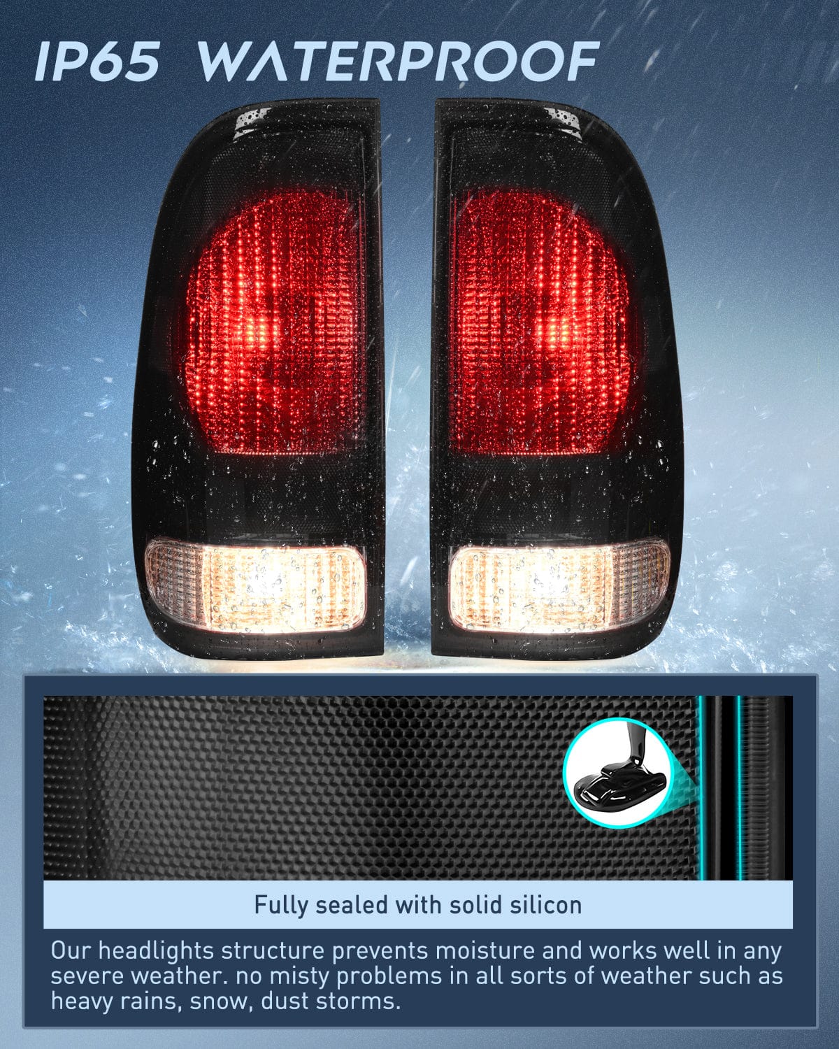 Taillight Assembly 1997 1998 1999 2000 2001 2002 2003 Ford F150 1997 1998 1999 Light Duty 1999 2000 2001 2002 2003 2004 2005 2006 2007 Ford Super Duty Taillight Assembly Smoke Housing Rear Lamp Replacement OE Style Driver Passenger Side