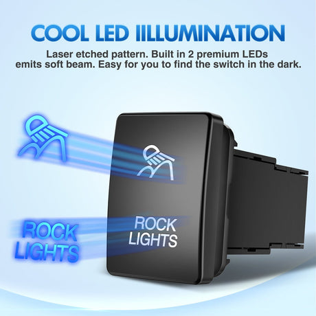 Rocker Switch Toyota Rocker Lights Push Button Square Switch 12V ON Off Switch with Connector Wire Kit