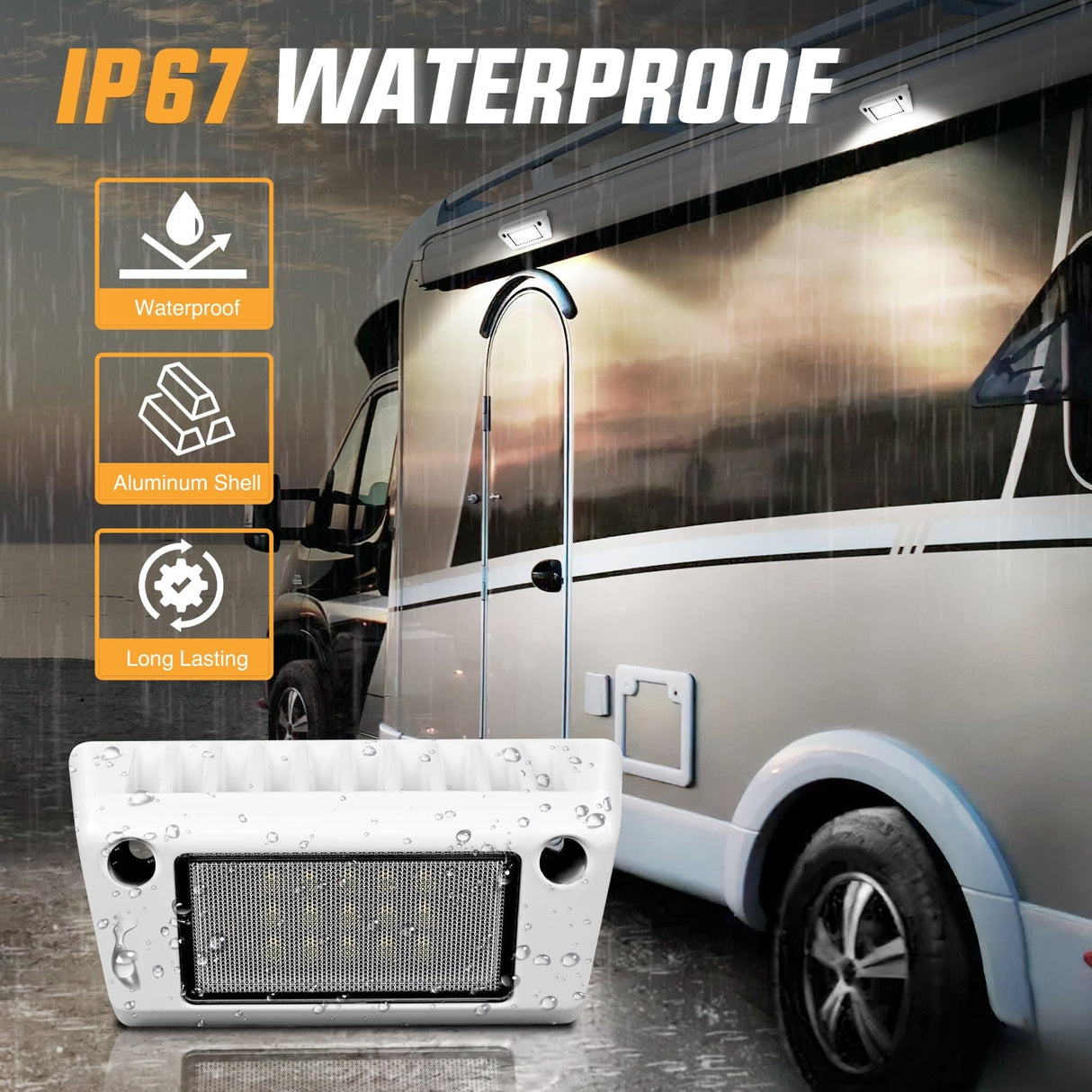 Area Lights RV Exterior Light 2PCS 5 Inch White Beam Porch Lights White Aluminum