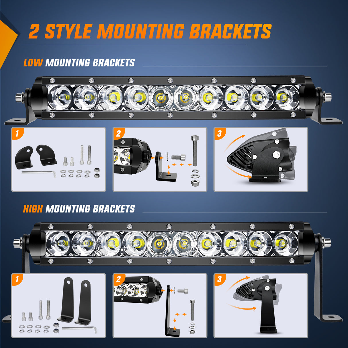 Nilight Led Light Bar 2Pcs 11 Inch 50W Super Slim Spot Flood Combo 5000LM 3D Driving Fog Off Road Lights Pods with Wiring Harness Kit-2 Lead for Trucks Pickup SUV ATV UTV Boat 4x4 Van Camper