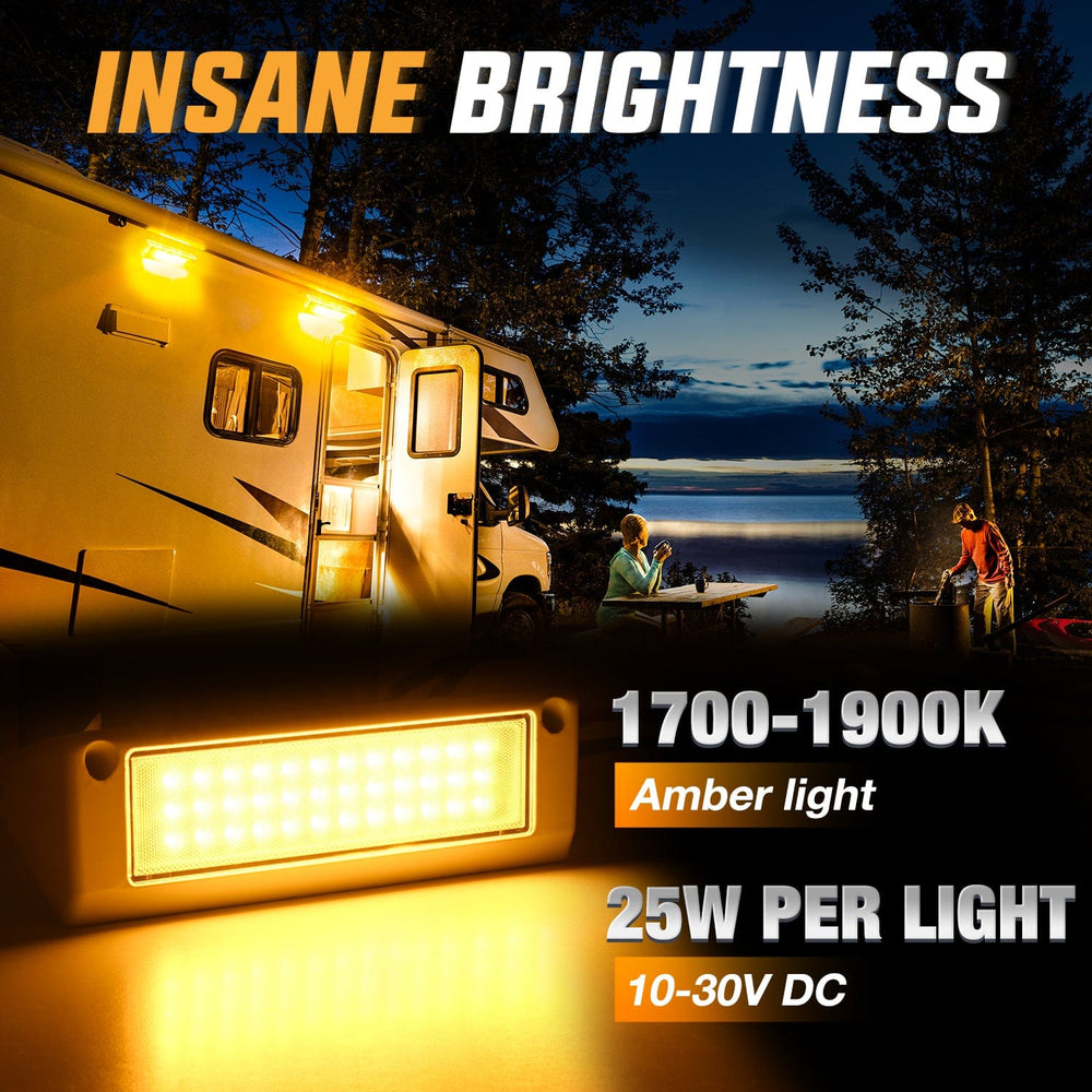 Area Lights RV Exterior Light 2PCS 9 Inch Amber Beam Porch Lights White Aluminum