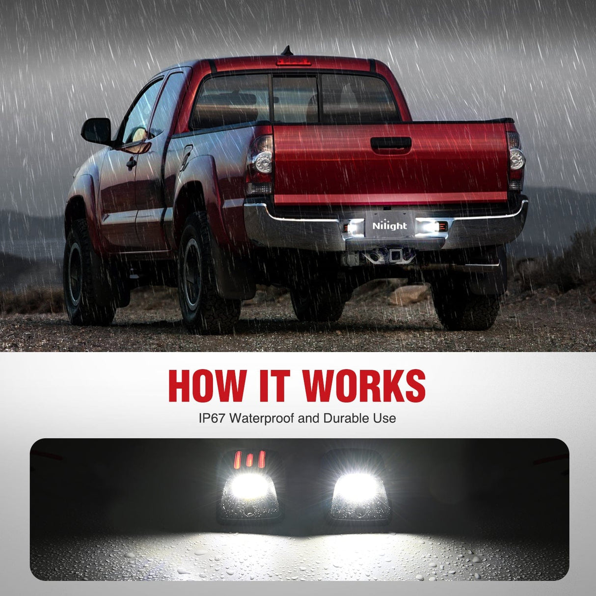 Tail Brake Turn Reverse Lights License Plate Lights Compatible with 1995 1996 1997 1998 1999 2000 2001 2002 2003 2004 Toyota Tacoma Red OLED Neon Tube 6000K White 2PCS Pack