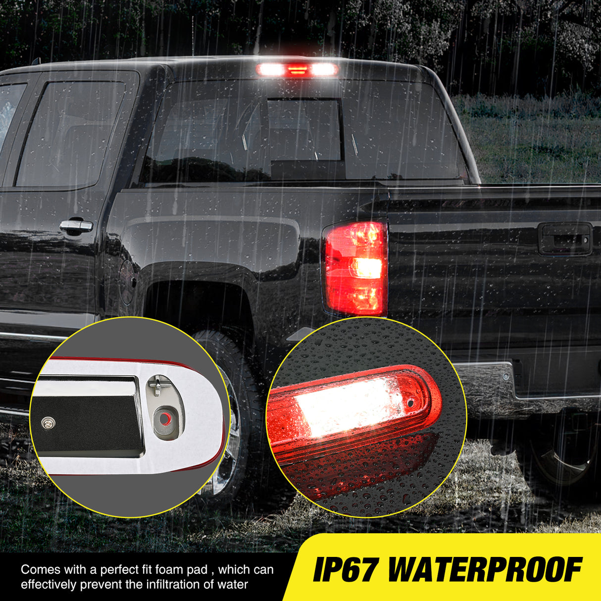 Third Brake Light Third Brake Light High Mount 3rd Brake Stop Reverse Cargo LED Lights Red Shell Compatible with Chevy Silverado GMC Sierra 1500 2500 3500HD 2007 2008 2009 2010 2011 2012 2013 Pickup Truck