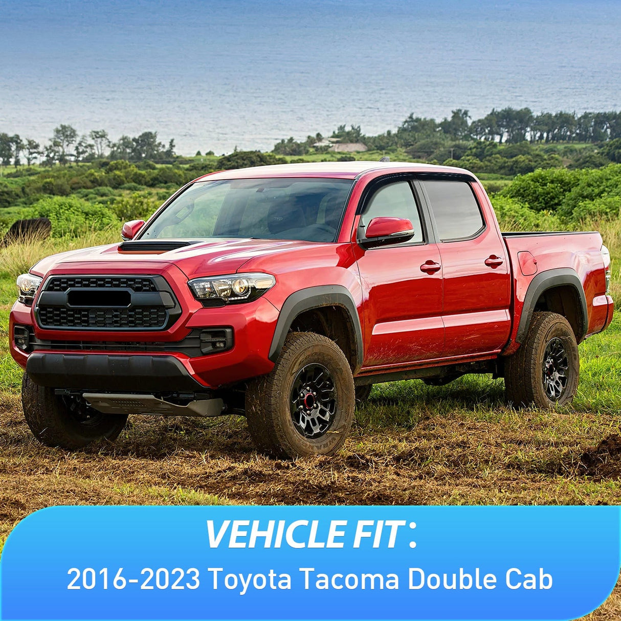 Rain Guards Window Rain Guards for Toyota Tacoma Double Cab 2016 2017 2018 2019 2020 2021 2022 2023, Out-Channel Window Visors Vent Wind Deflectors-4PCS