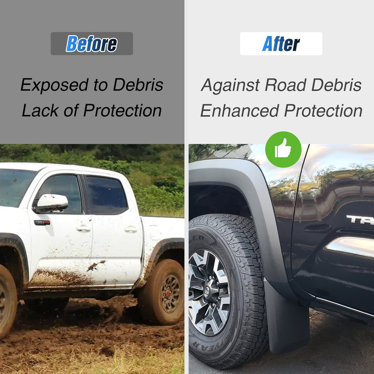 Fender Front & Rear Set Mud Flaps for Toyota Tacoma 2016 2017 2018 2019 2020 2021 2022 2023