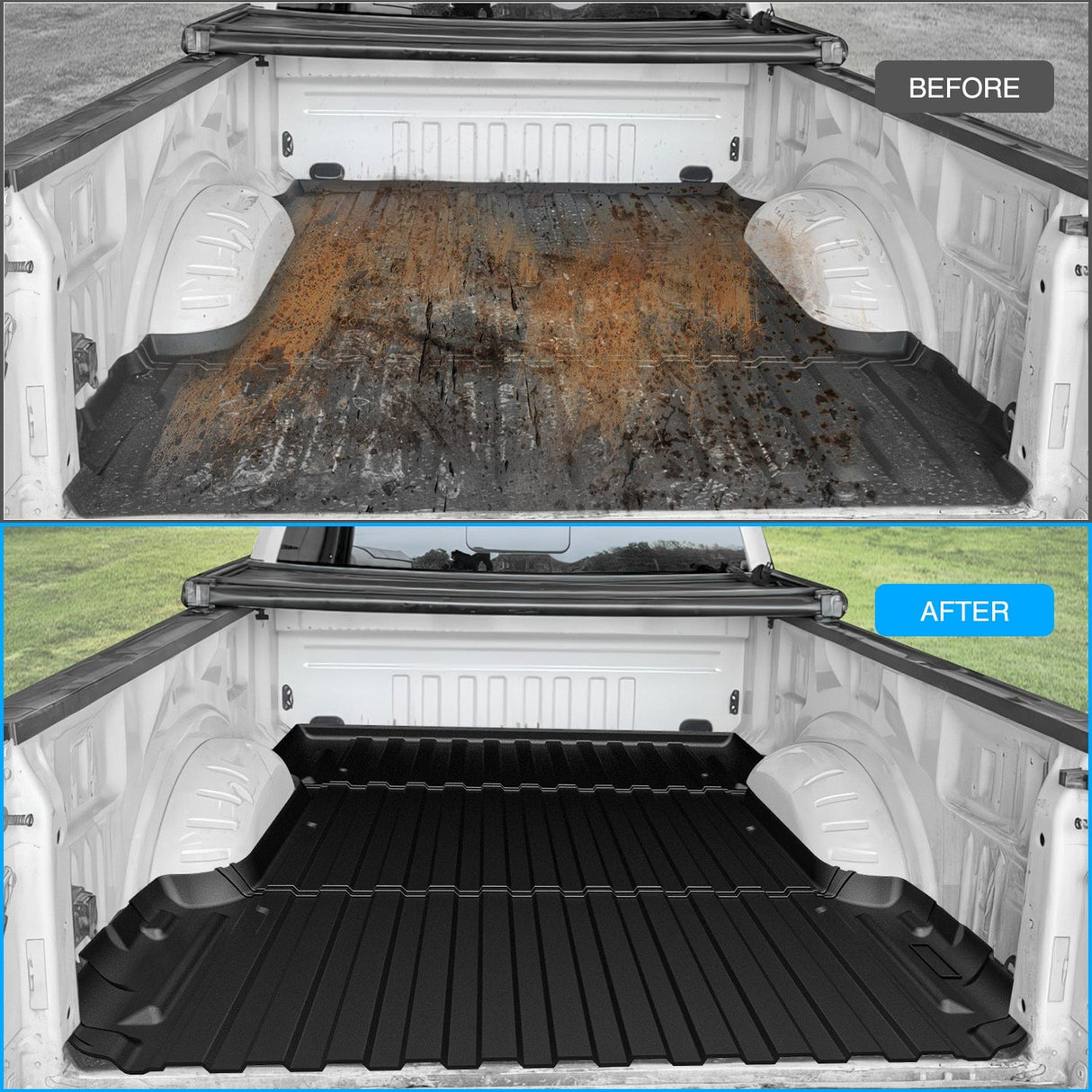 trunk 6.6ft Rubber Short Trunk Bed for 007-2019 Silverado/Sierra 2500 3500HD & 1500 2007-2018, TPE Heavy-Duty Pick-up Bed Liner for Chevy GMC Accessories, Anti-Slip Texture, All Weather Protection