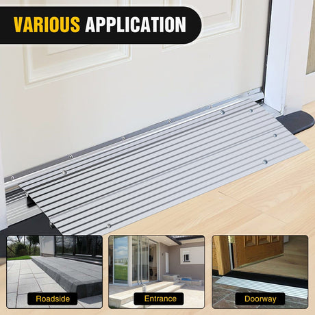Curb Ramp Door Threshold Ramp 2inch Rise Portable Aluminum Wheelchair Door Transition Entry Ramps for Doorways Home Steps