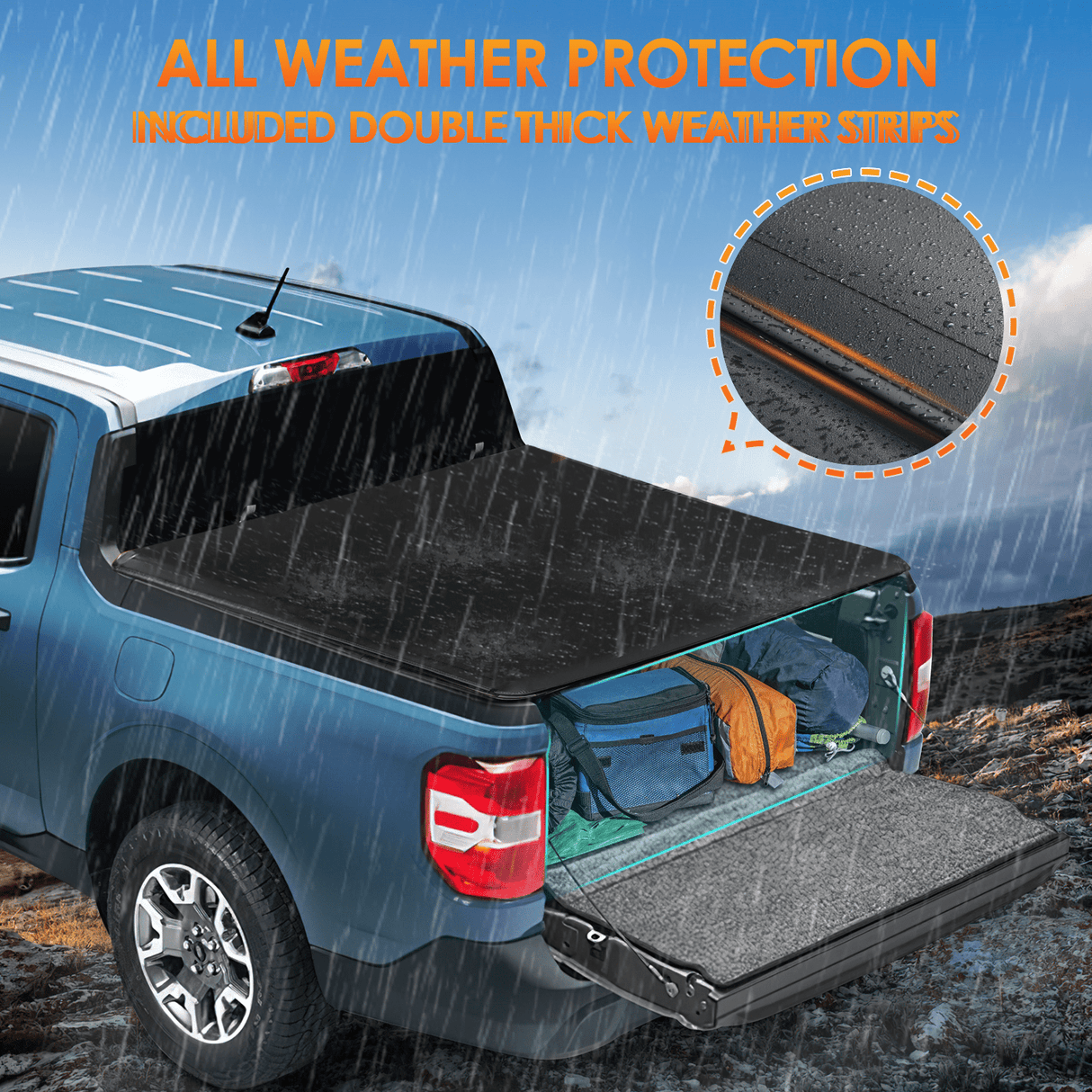 Trunk Bed Cover 4.5ft Soft Roll Up Truck Bed Cover for Ford Maverick 2022 2023 2024 2025