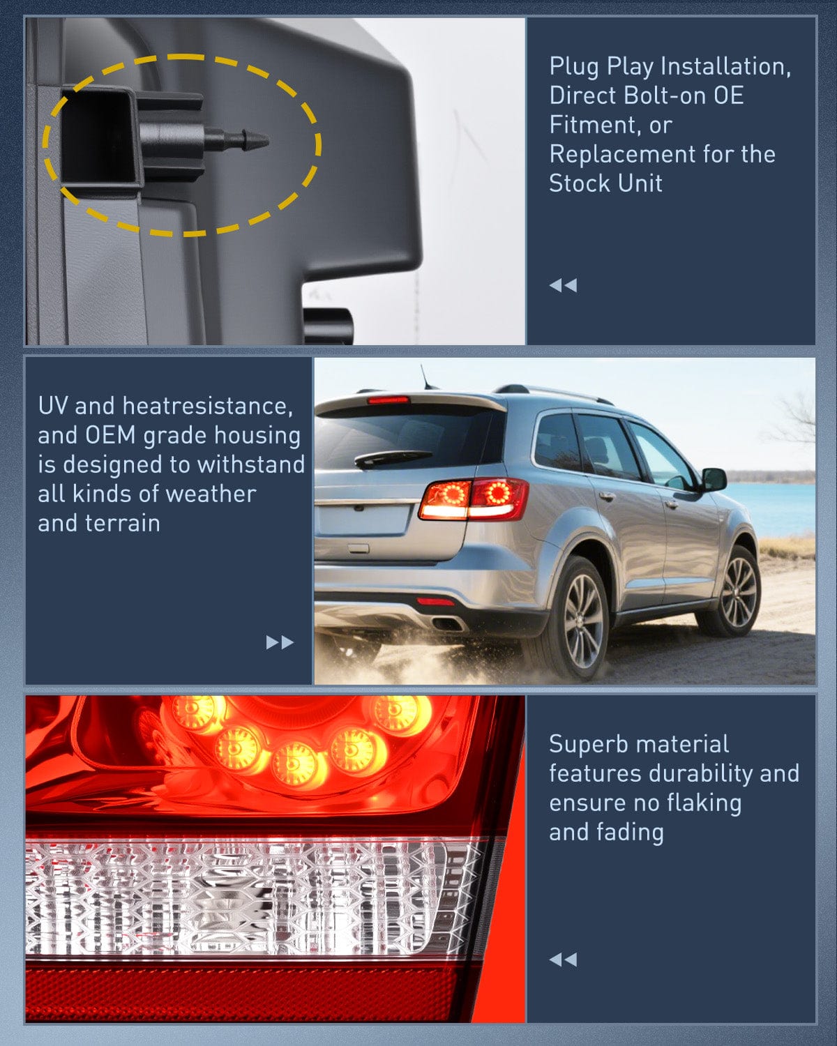 Taillight Assembly Taillight Assembly Compatible with 2011 2012 2013 2014 2015 2016 2017 2018 2019 2020 Dodge Journey Inner Tail Light Left Drive Side