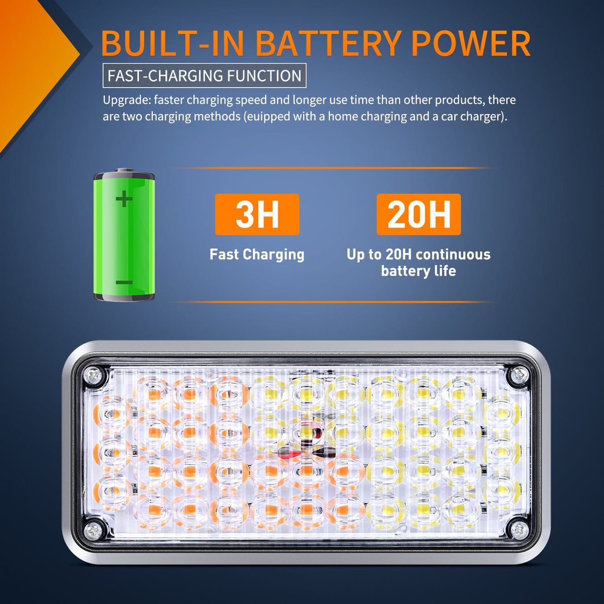 led strobe light 42LED Amber White Wireless Magnetic Strobe Lights Surface Mount Waterproof 5 Patterns (Pair)