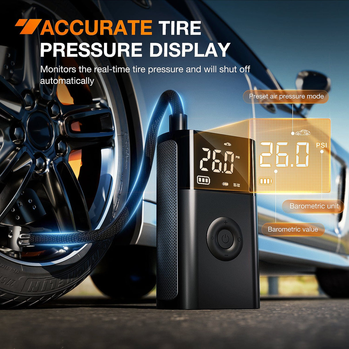 inflator Tire Inflator Portable Air Compressor Battery Rechargeable 12VDC 150PSI Cordless Auto Shutoff w/Digital Pressure Gauge 2X Faster Inflation Air Pump