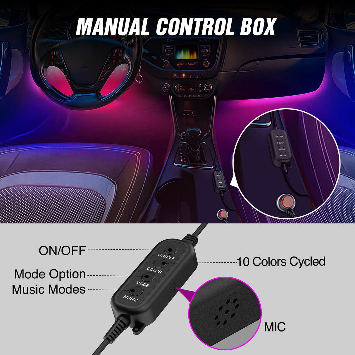 Nilight 72 LED Interior Car Strip Lights RGB-IC Dream Color 12V DC with App RF Remote Control Multicolor Under Car Dash Lighting 2 Lines Design Music Sync Mode for Cars Truck ATV UTV