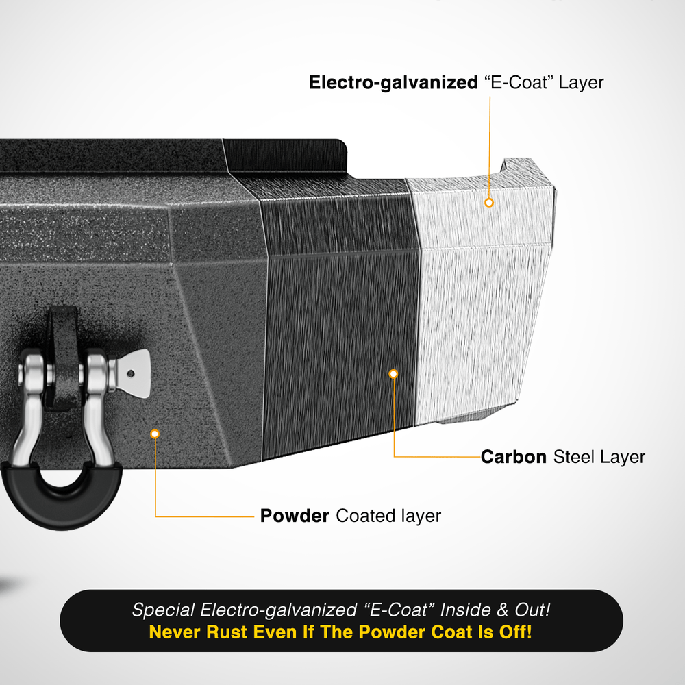 Rear Bumper 2016 2017 2018 Chevy Silverado 1500 Front Bumper Textured Black Solid Steel 120W Light Bar 18W Light Pods