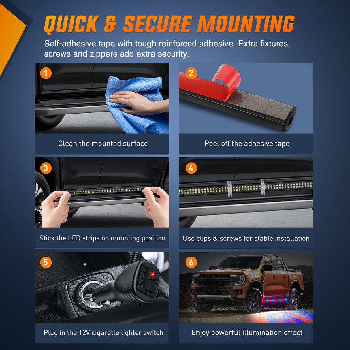 Led light Strip 2PCS 70 Inch Emergency Strobe Lights Strip 1125 LED Running Board Marker Light Red Blue Flexible Side Flashing Warning Caution Safety Waterproof for Truck Construction Vehicles Pickup