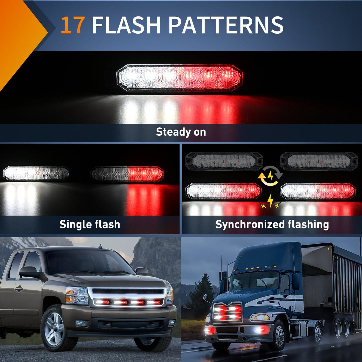 led strobe light 4PCS 6 LED Red and White Emergency Warning Strobe Lights