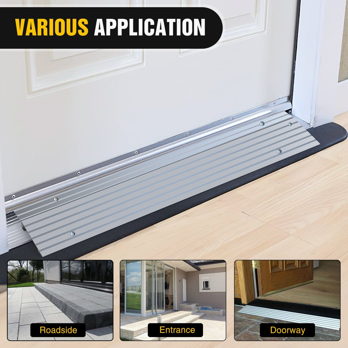 Curb Ramp Door Threshold Ramp 1inch Rise Portable Aluminum Wheelchair Door Transition Entry Ramps for Doorways Home Steps
