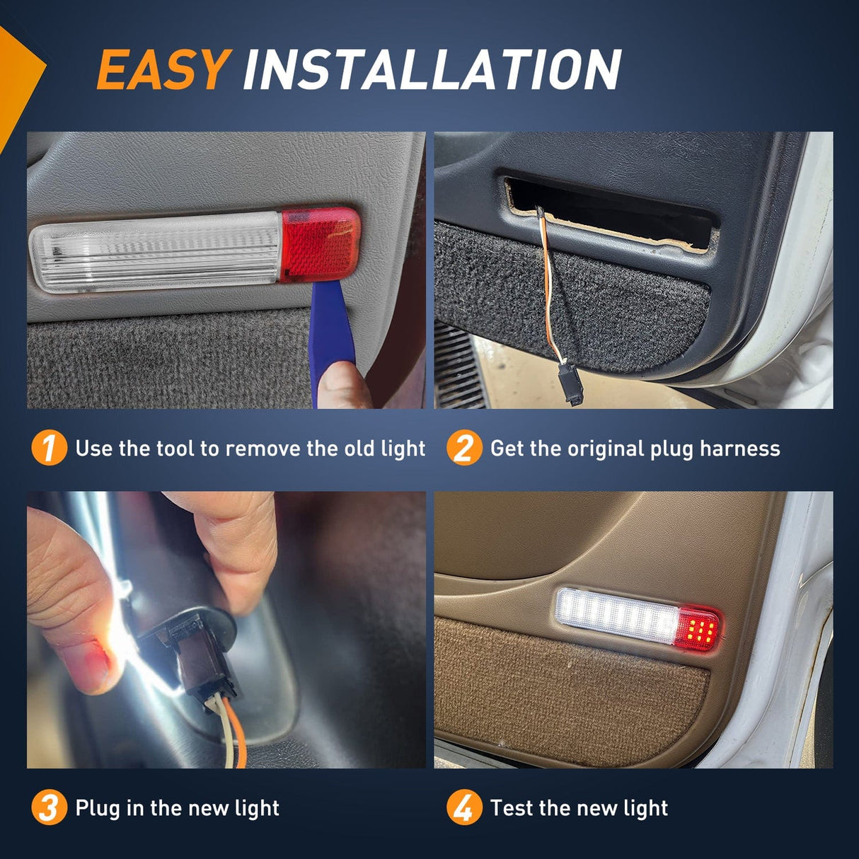 Door Panel Light 4PCS LED Interior Door Panel Light Courtesy Warning Lights White Red Plug and Play Compatible with Chevy GMC C/K Silverado Sierra 1500 2500 3500 HD Suburban Cadillac Escalade Hummer H2