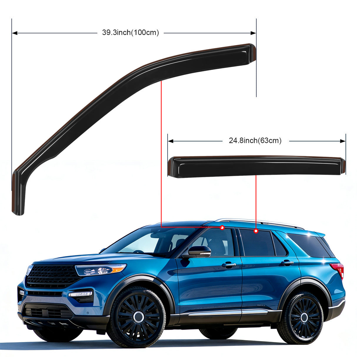 4pcs Rain Guards Ford For Explorer 2020 2021 2022 2023 2024