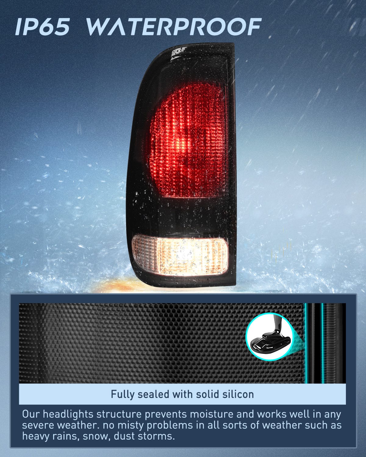 Taillight Assembly 1997 1998 1999 2000 2001 2002 2003 Ford F150 1997 1998 1999 Light Duty 1999 2000 2001 2002 2003 2004 2005 2006 2007 Ford Super Duty Taillight Assembly Smoke Housing Rear Lamp Replacement OE Style Driver Side