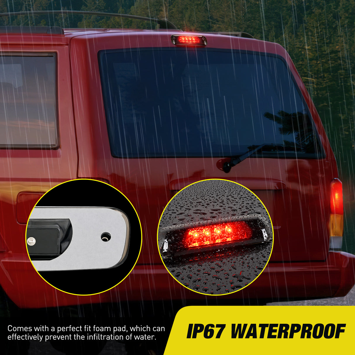 Nilight Third Brake Light Tail High Mount 3rd Stop Lights Smoked Lens Compatible with Jeep Cherokee 1997 1998 1999 2000 2001 SUV Accessories Rear Cab Lamp