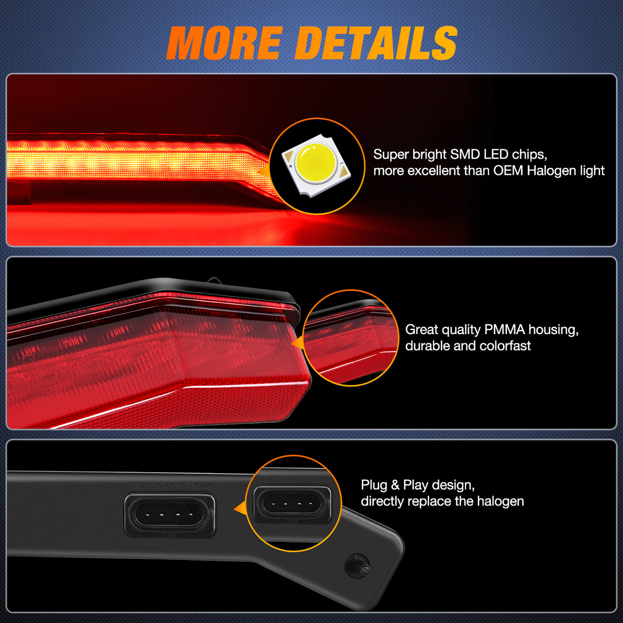 Nilight UTV Center Tail Light Rear Taillight LED Brake Lights Red Compatible with Polaris RZR XP1000 Turbo Sportsman Accessories 2019 2020 2021 2022 2023