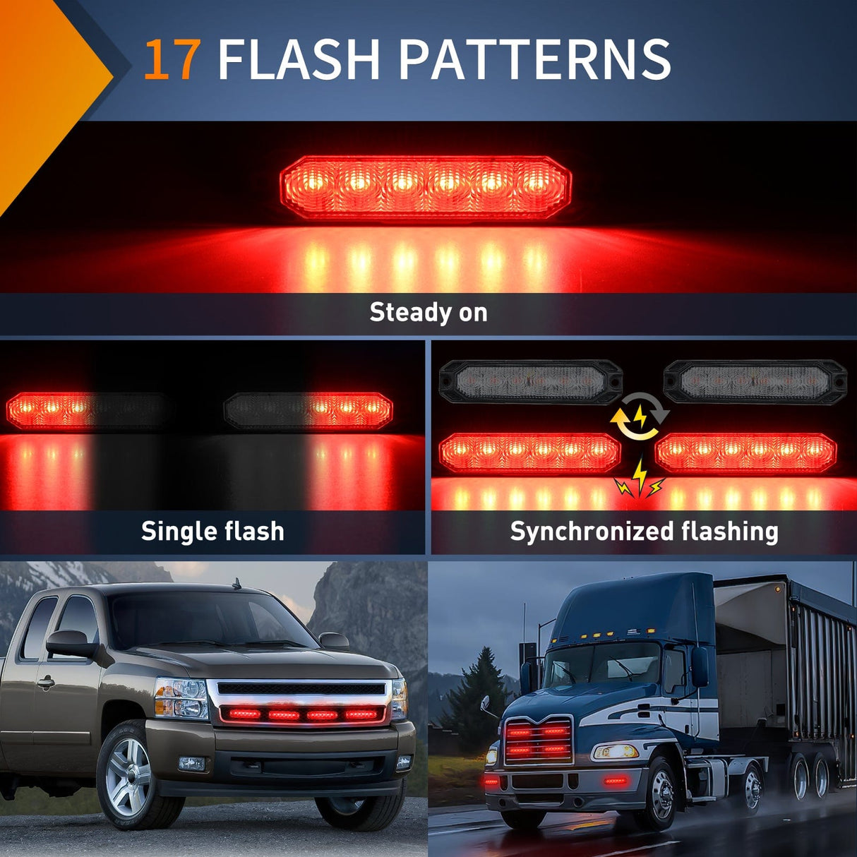 led strobe light 4PCS 6 LED Red Emergency Warning Strobe Lights