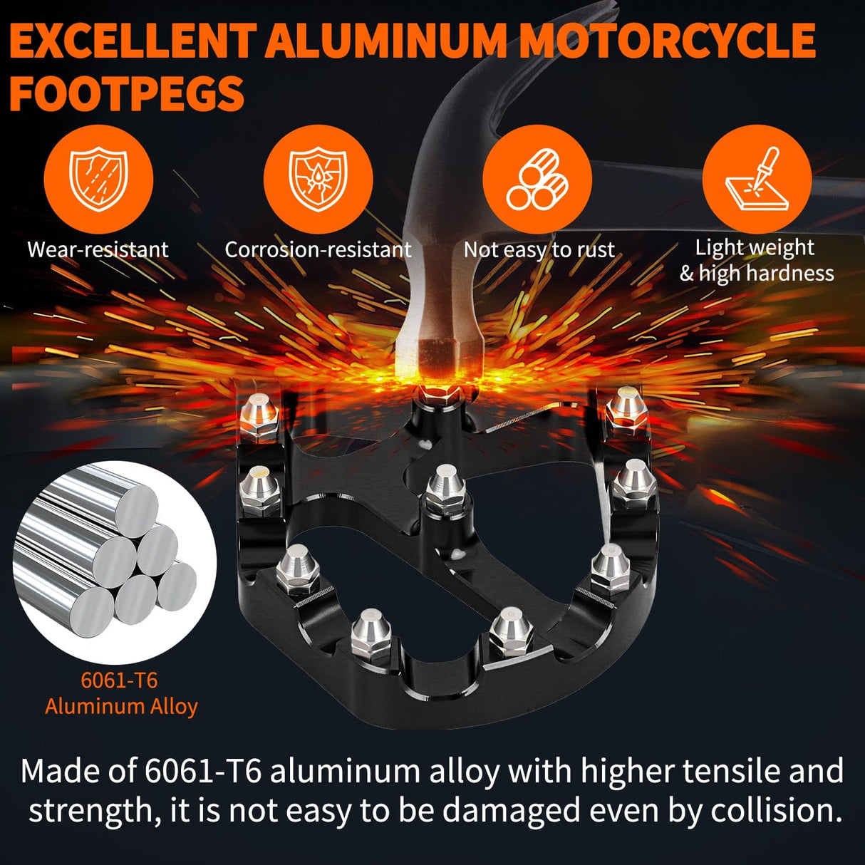 Motorcycle Foot Pegs Motorcycle Foot Pegs Dirt Bike Footpegs Fit for Kawasaki KDX200 1995-2005 KDX200R 1997-2001 KDX220R 2002-2005 KDX250 1991-1994 KX125 KX250 KX500 Heavy Duty CNC Foot Rests Pegs Pedal, Black