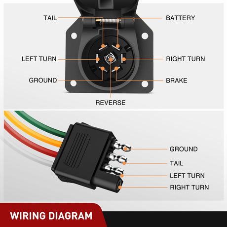 Accessories 4 Way Flat to 7 Way RV and 4 Way Trailer Wiring Harness Adapter w