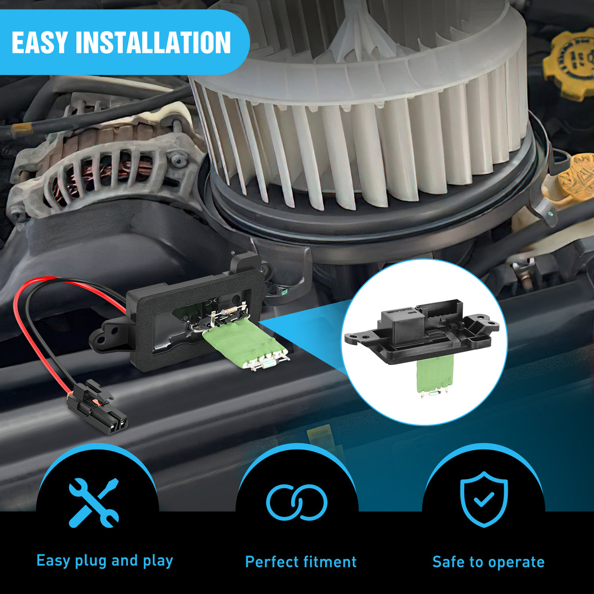 Nilight AC Blower Motor Resistor Kit with Harness Fit for Cadillac Escalade, Chevy Avalanche Silverado Suburban Tahoe, GMC Sierra Yukon 2003-2006 Replaces 89019088, 973-405, 15-81086, 22807123