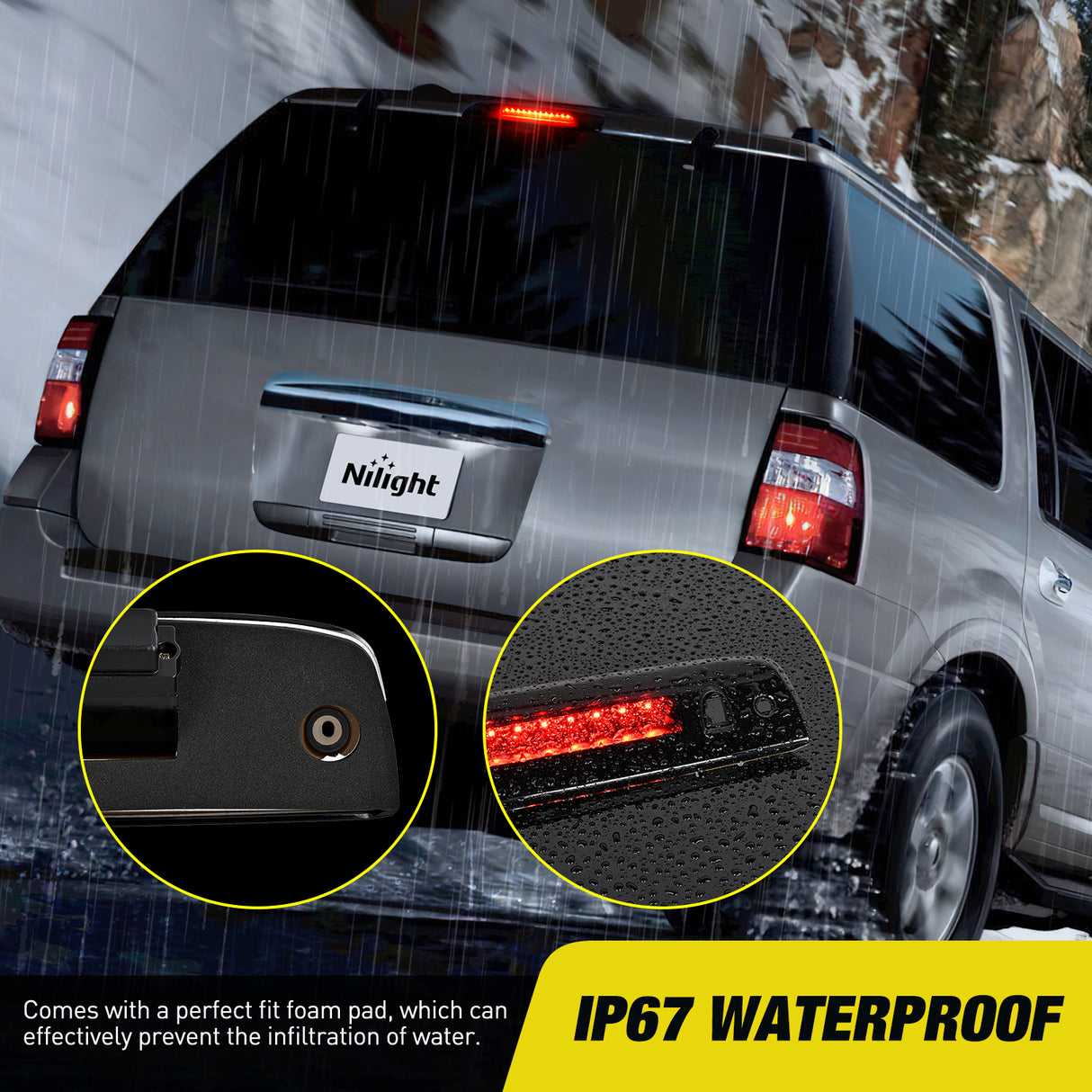 Third Brake Light Tail High Mount 3rd Stop Lights Smoked Lens Compatible with Ford Expedition Lincoln Navigator 2003 2004 2005 2006 2007 2008 2009 2010 2011 2012 2013 2014 2015 2016