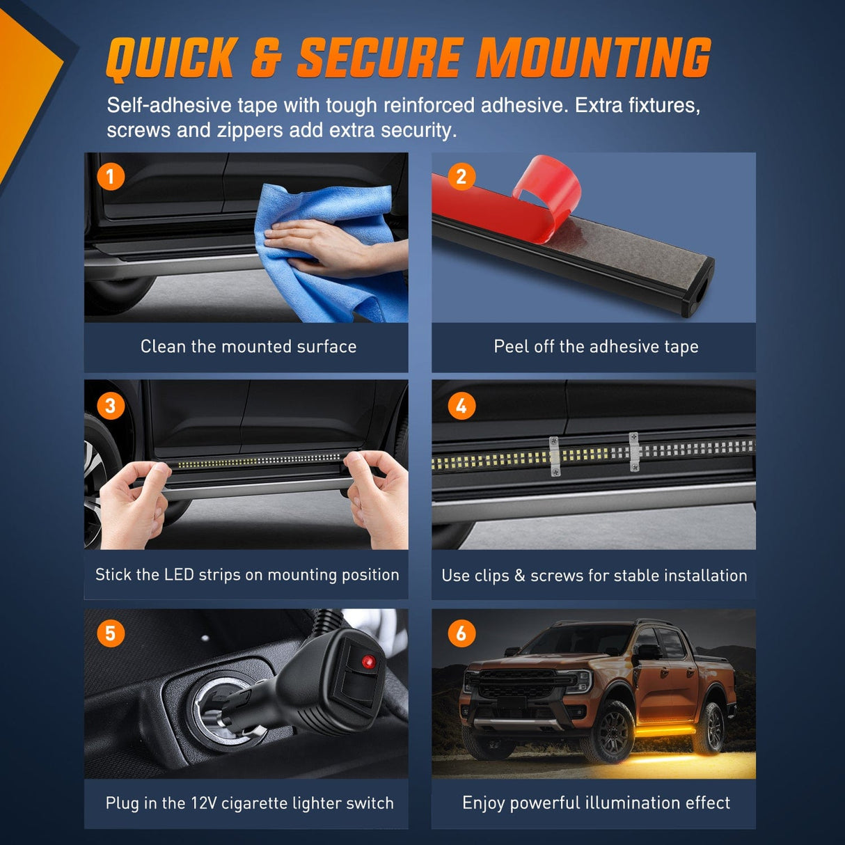 Led light Strip 2PCS 70 Inch Emergency Strobe Lights Strip 1125 LED Running Board Marker Light Amber Flexible Side Flashing Warning Caution Safety Waterproof for Truck Construction Vehicles Pickup