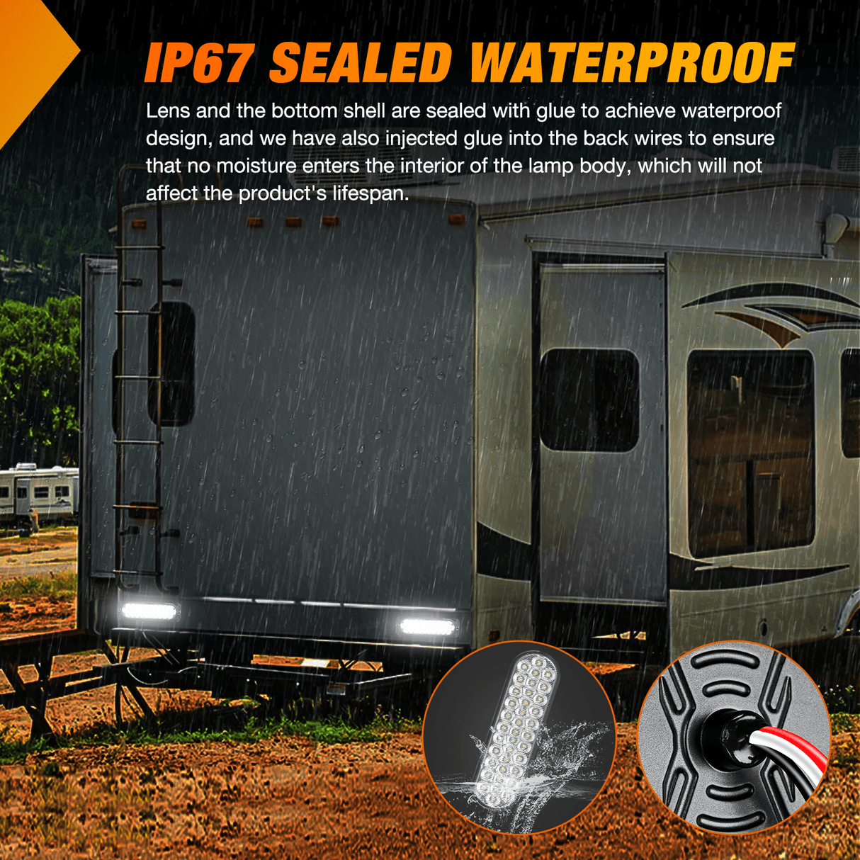 Tail Brake Turn Reverse Lights 7.5 Inch Aluminum Housing Tail Light 2 PCS 36 LED White Back Up Reverse Marker Light