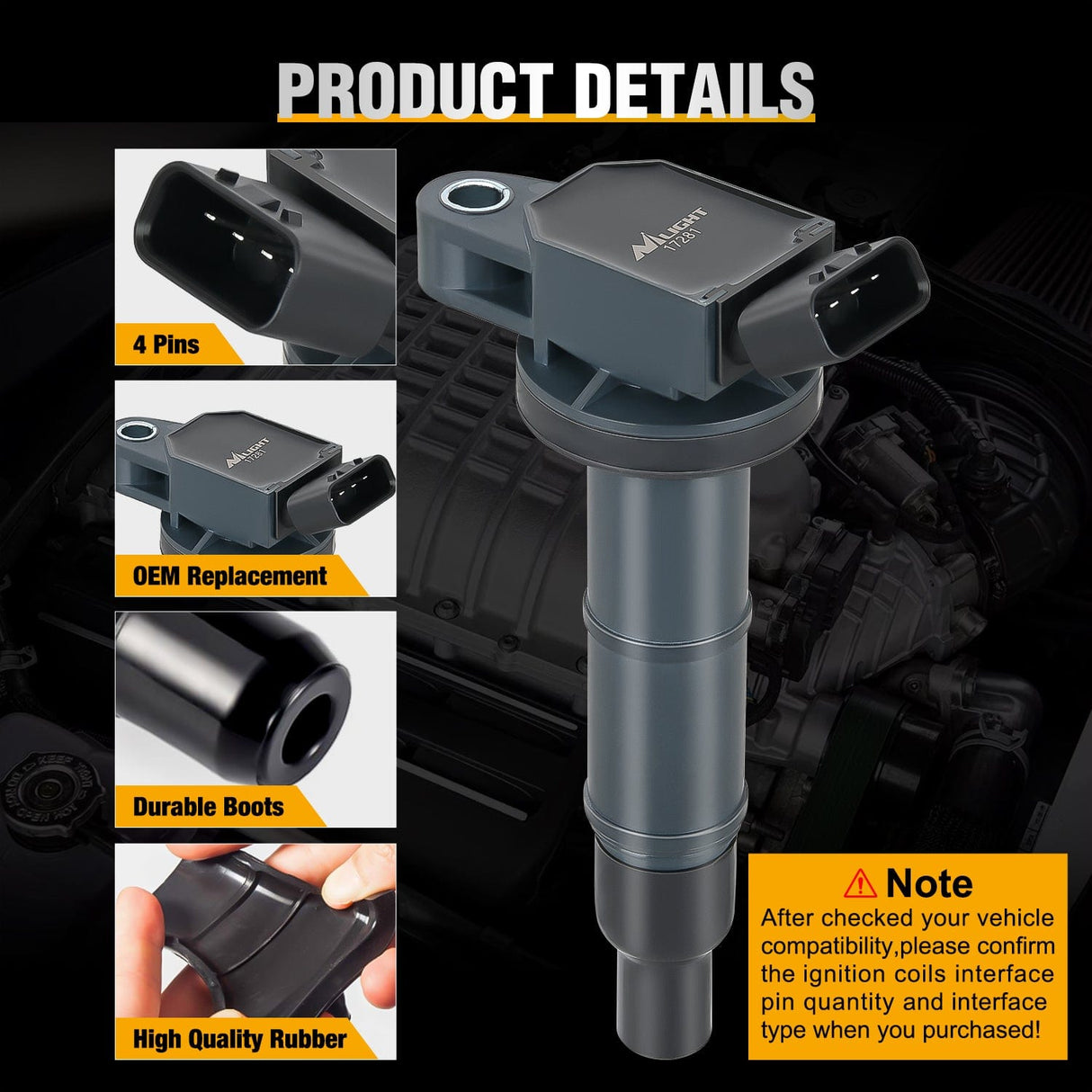 ignition coil pack 4pcs Ignition Coil Packs Fit for Toyota 2002 2003 2004 2005 2006 2007 2008 2009 Camry Highlander RAV4 Corolla Matrix Solara 2010 2011 2012 2013 2014 2015 Lexus Scion TC XB 2.4 2.0L OE# UF333 C1330 90919-02244