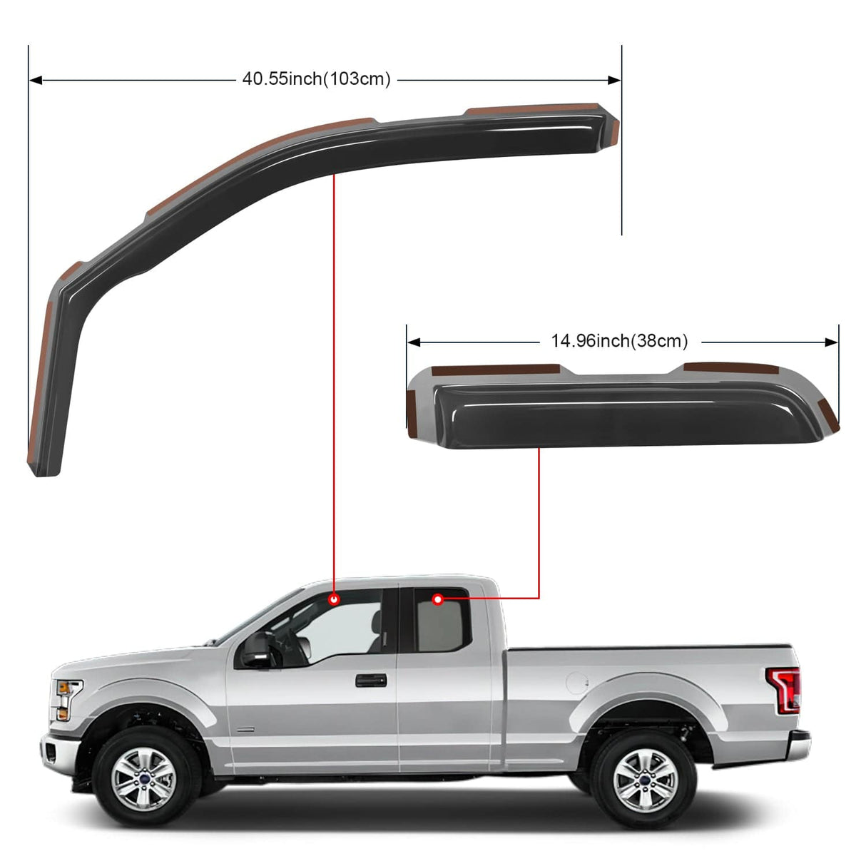 Rain Guards 2004 2005 2006 2007 2008 2009 2010 2011 2012 2013 2014 Ford F150 Super Cab Rain Guards Acrylic 4Pcs