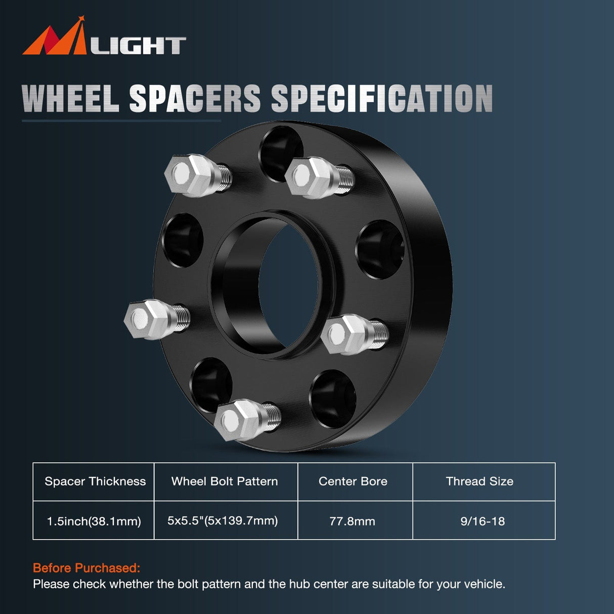 Wheel Spacers 1.5inch (38mm) Wheel Spacers 4Pcs For 2002 2003 2004 2005 2006 2007 2008 2009 2010 Dodge Ram 1500 Durango Dakota | 5x139.7 | 77.8 Hub Bore | 9/16-18 Studs