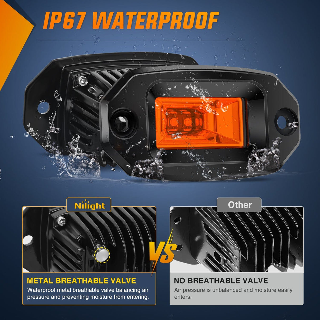 LED Work Light 4.5Inch 20W Flush Mount Amber Flood LED Work Light (Pair)